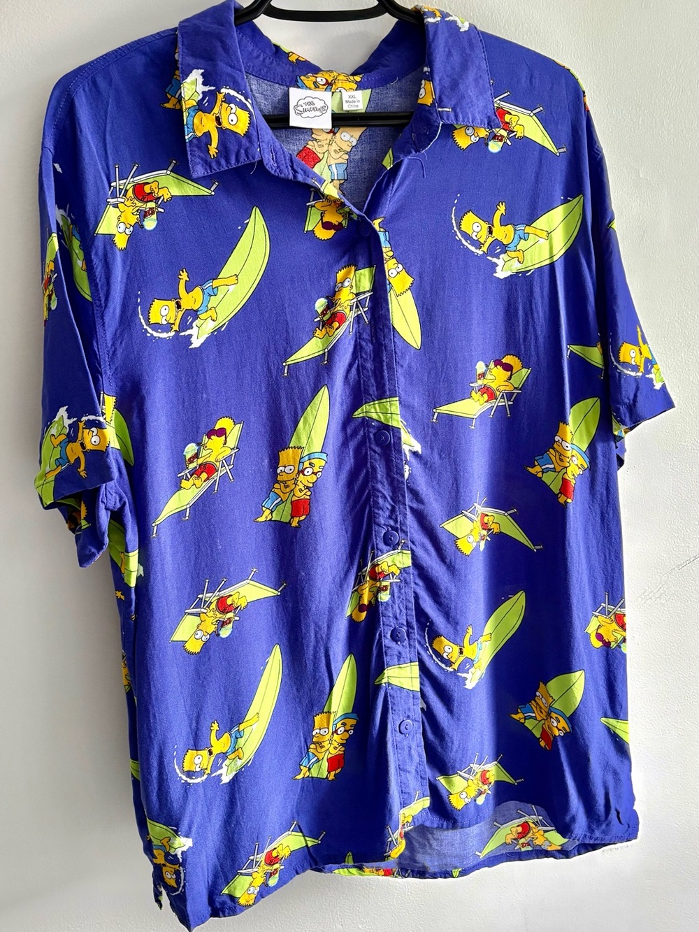 Vtg The Simpsons Bart & Milhouse Surfing Hawaiian Shirt XXL All Over Print